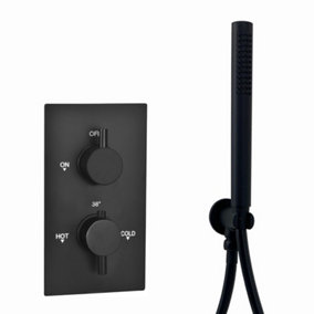 ENKI Venice Matte Black Contemporary Brass Thermostatic Handheld Shower Set SH0226