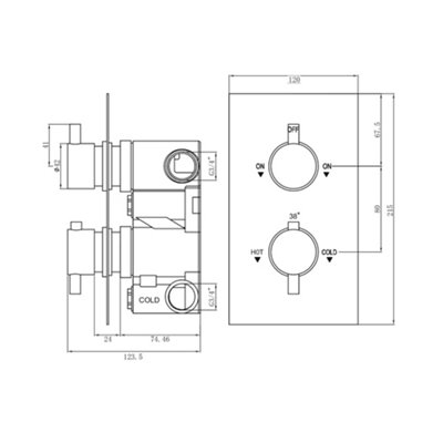 ENKI Venice Matte Black Round 2-Outlet Thermostatic Shower Set 8" - 7