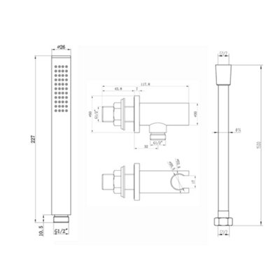 ENKI Venice Matte Black Round 2-Outlet Thermostatic Shower Set 8" - 9