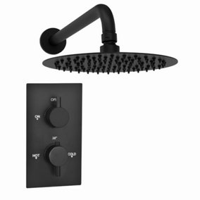 ENKI Venice Matte Black Round Concealed Wall Fixed Thermostatic Showet Set 8"