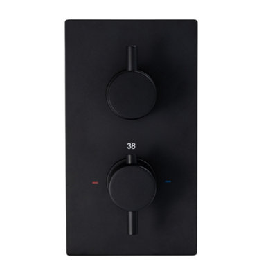 ENKI Venice Matte Black Round Concealed Wall Fixed Thermostatic Showet Set 8"