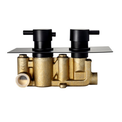 ENKI Venice Matte Black Round Concealed Wall Fixed Thermostatic Showet Set 8" - 4