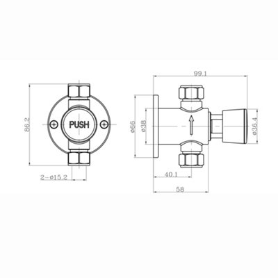 ENKI, Vision, BT4023, Chrome, Self-Closing Delay Action Shower Tap, Time Adjustable, Non-Concussive Shower Valve, Push Button