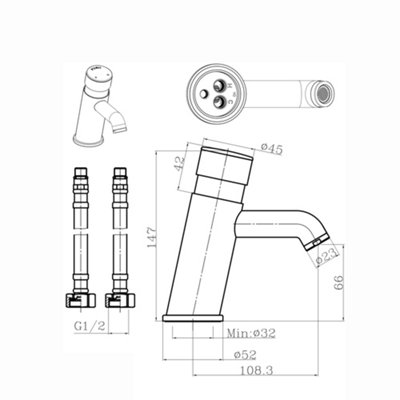 ENKI Vision Chrome Non Concussive Time Adjustable Basin Mixer Taps 12-Piece - 4
