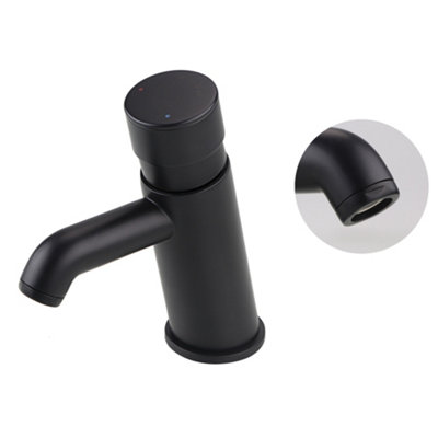 ENKI Vison Black Non Concussive Time Adjustable Basin Mono Mixer Tap BT4403