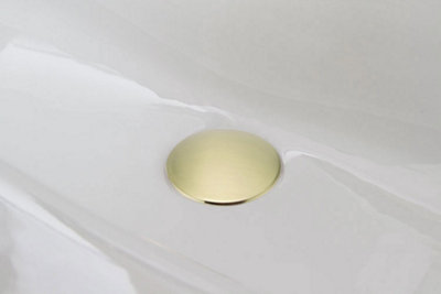 ENKI, W17, Brushed Brass, Unslotted, Standard 1.1/4" Connection Pop Up Basin Waste Sink Plug, Push Button Click Clack, Durable