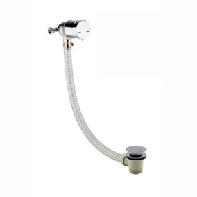 ENKI, W59, Bath Filler Waste and Overflow, Bath Filler Mixer Tap, Temperature Control and Clicker Waste, Click Clack, Chrome
