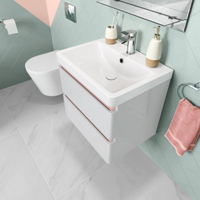 ENKI White Classic Timeless Bathroom Solid Brass Slotted Push Button ...