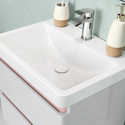 ENKI White Pop Up Round Unslotted Solid Brass Ceramic Cap Basin Waste W61