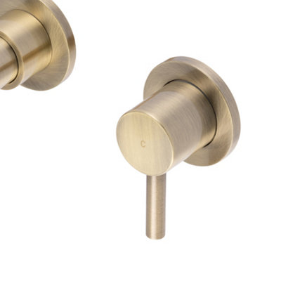 ENKI Zara Antique Bronze Contemporary Wall Mounted 3-Hole Brass Twin Lever Basin Mixer Tap BT0005