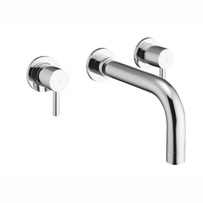 ENKI Zara Chrome Contemporary Wall Mounted 3-Hole Brass Twin Lever Basin Mixer Tap BT9705 Price Comparisons | Compare The Build