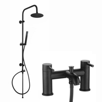 ENKI Zara Matte Black Shower Mixer Tap with Dual Rigid Riser BBT0258 Price Comparisons | Compare The Build