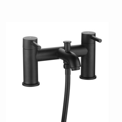 ENKI Zara Matte Black Shower Mixer Tap with Dual Rigid Riser BBT0258