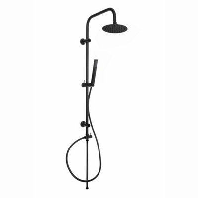 ENKI Zara Matte Black Shower Mixer Tap with Dual Rigid Riser BBT0258 - 3