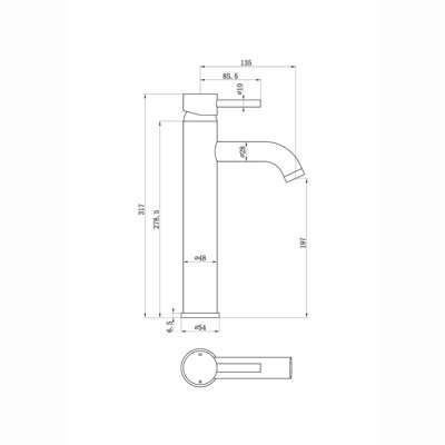 ENKI Zara Matte Black Tall Brass Basin Mixer Tap BT9904 - 6