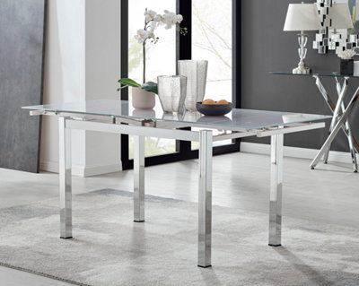 Extending glass dining table on sale and chairs clearance