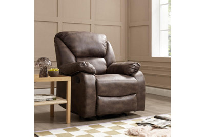 Enoch 1 Seater Recliner Armchair, Dark Brown Faux Leather