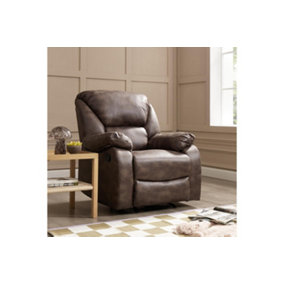 Enoch 1 Seater Recliner Armchair, Dark Brown Faux Leather