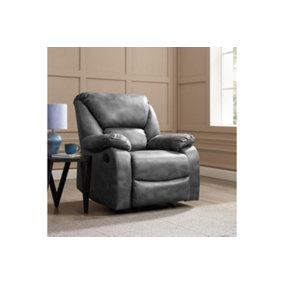 Enoch 1 Seater Recliner Armchair, Dark Grey Faux Leather