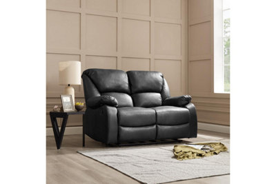 Enoch 2 Seater Recliner Sofa, Black Faux Leather