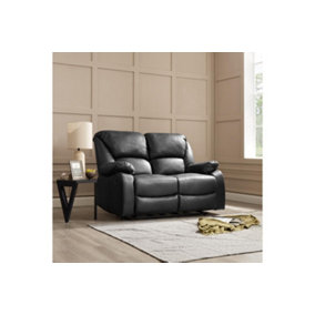 Enoch 2 Seater Recliner Sofa, Black Faux Leather