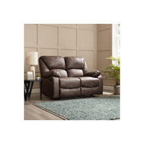 Enoch 2 Seater Recliner Sofa, Dark Brown Faux Leather