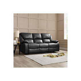 Enoch 3 Seater Recliner Sofa, Black Faux Leather