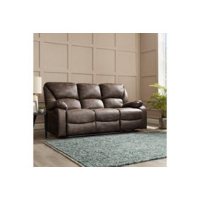 Enoch 3 Seater Recliner Sofa, Dark Brown Faux Leather
