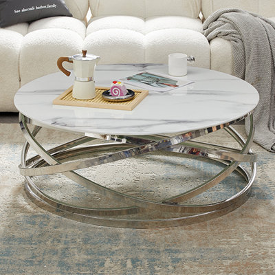 Enrico Coffee Table Clear Glass Coffee Table for Living Room Centre Table Tea Table for Living Room Furniture Diva Marble Effect