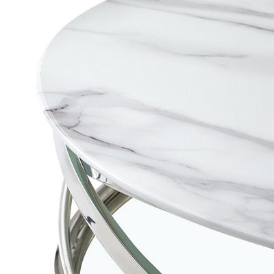 Enrico Coffee Table Clear Glass Coffee Table for Living Room Centre Table Tea Table for Living Room Furniture Diva Marble Effect