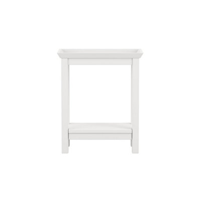 Enroute White Wooden Side Table with Bottom Shelf