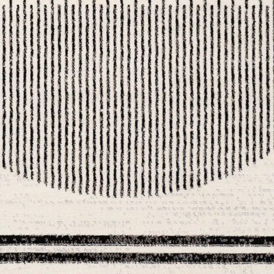 ENSO Round Scandi Geometric White/Black Rug 200 x 200 cm