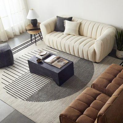 ENSO Scandi Geometric White/Black Rug 200 x 275 cm