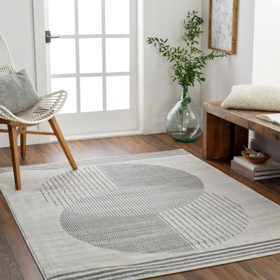ENSO2 Scandi Geometric Medium Grey Area Rug 160 x 215 cm