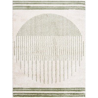 ENSO3 Machine Washable Modern Shaggy Grass Green Area Rug 160 x 213 cm