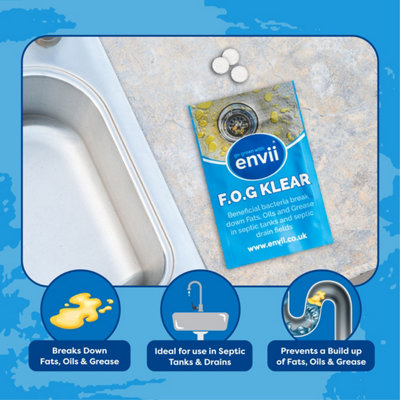 envii FOG Klear - Natural Drain Odour Remover & Unblocker Breaks Down ...