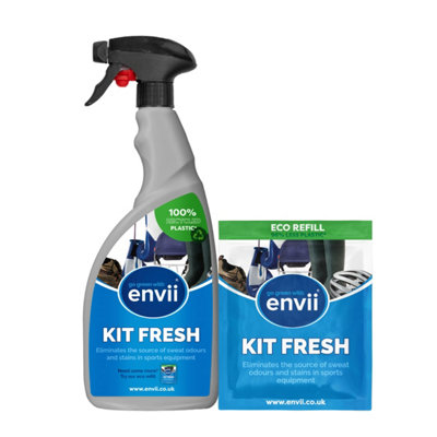 envii Kit Fresh - Natural Shoe Odour Eliminator - Trainer & Football Boot Deodoriser - Trigger Spray +Refill