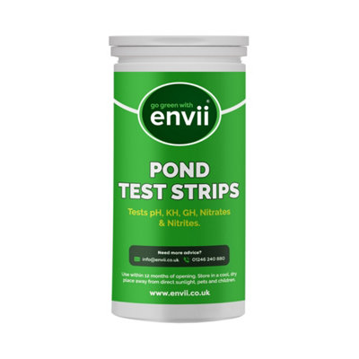 envii Pond Test Strips - Pond & Aquarium Water Test Kit for pH, KH, GH, Nitrates and Nitrites in Garden Ponds & Fish Tanks