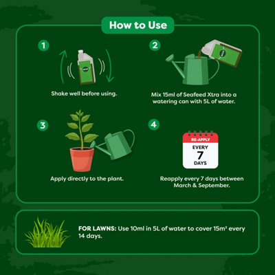 envii SeaFeed Xtra - Organic Liquid Seaweed Fertiliser - Multipurpose Outdoor & Indoor House Plant Food - 1 Litre Makes 500L