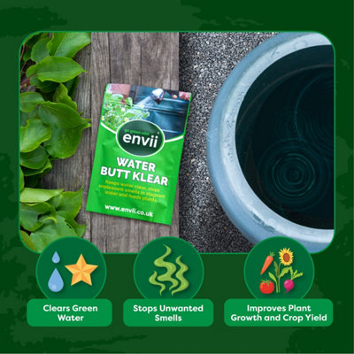 envii Water Butt Klear - Natural Water Butt Treatment - Cleans & Prevents Green Water & Odours & Feeds Plants - 40 Tablets