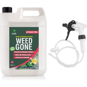 Enviro Works - Weed Gone - 5L Fast Acting Weedkiller - Long Hose Trigger - See results within 24 hours