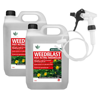 Enviro Works - Weedblast - 2 x 5 Litre Weedkiller - Long Hose Trigger - Multi-Pack - Fast acting (Ready to use) See results within
