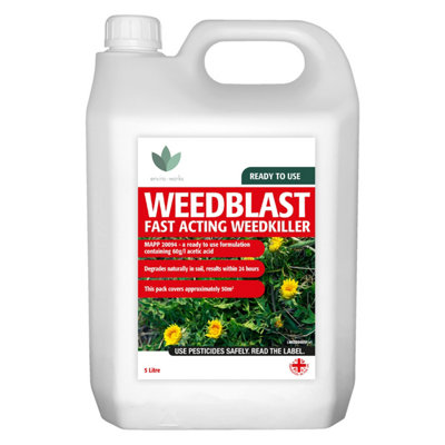 Enviro Works - Weedblast - 2 x 5 Litre Weedkiller - Long Hose Trigger - Multi-Pack - Fast acting (Ready to use) See results within