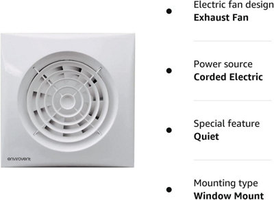 EnviroVent Silent 100 Ultra Quiet WC & Bathroom Extractor Fan With Timer SIL100T