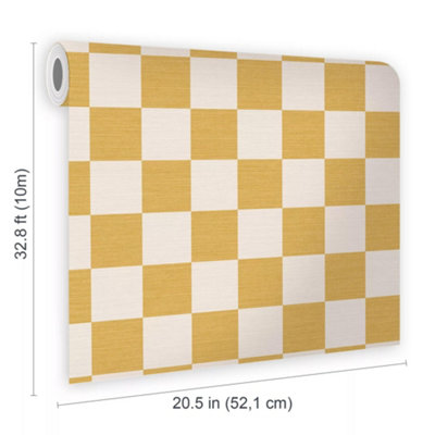 Envy Check me Out Butterscotch Yellow Checkered Wallpaper