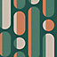 Envy Morse Bottle Tangegreen Rust & Green Geometric Wallpaper