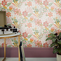 Envy Oopsy Daisy Tropical Orange/White Floral Wallpaper
