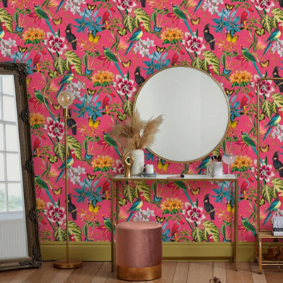 Envy Paradiso Hot Pink Floral Wallpaper