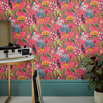 Envy Paradiso Hot Pink Floral Wallpaper