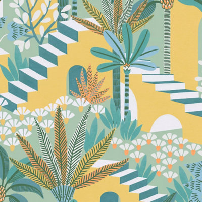 Envy Vacay Citron Yellow Floral Wallpaper